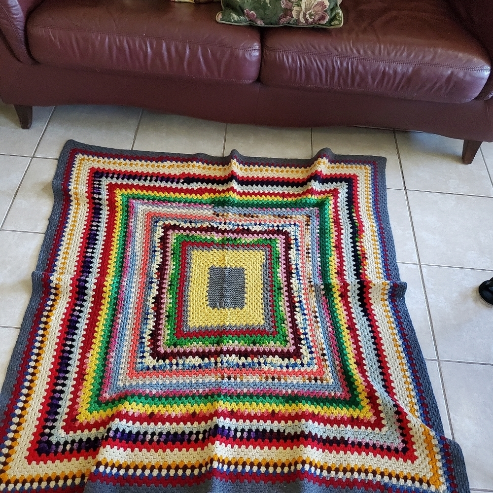 Granny Square Geometric Squares Crochet Blanket Afghan 50 x 50 inches Colorful - Picture 14 of 14
